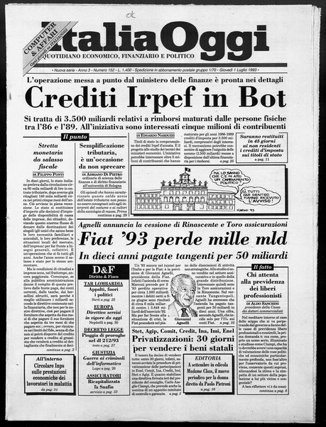 Italia oggi : quotidiano di economia finanza e politica